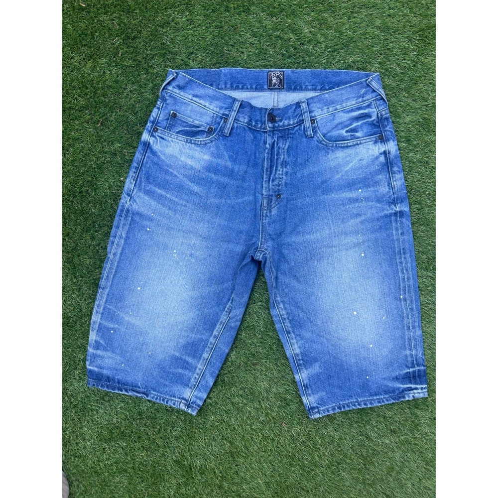 PRPS Distressed Denim 13.5" Shorts Men's 32 Paint Splatter Whiskers Jorts
